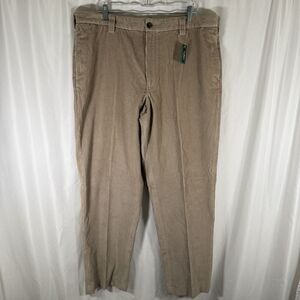 New LL Bean Corduroy Pants Men's 40 Brown 100% Cotton Flat Front Soft